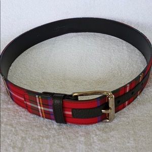 Burberry Red Plaid Tartan Belt